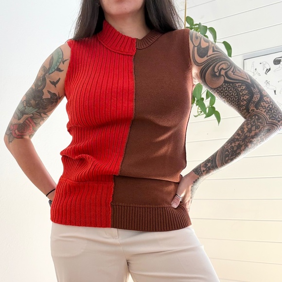Marina moscone wool-silk blend patchwork sleeveless sweater - Picture 1 of 7